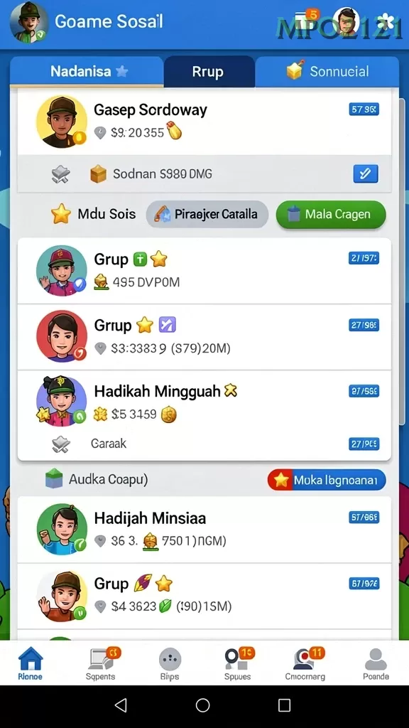 Cuplikan layar GG999 — menu navigasi